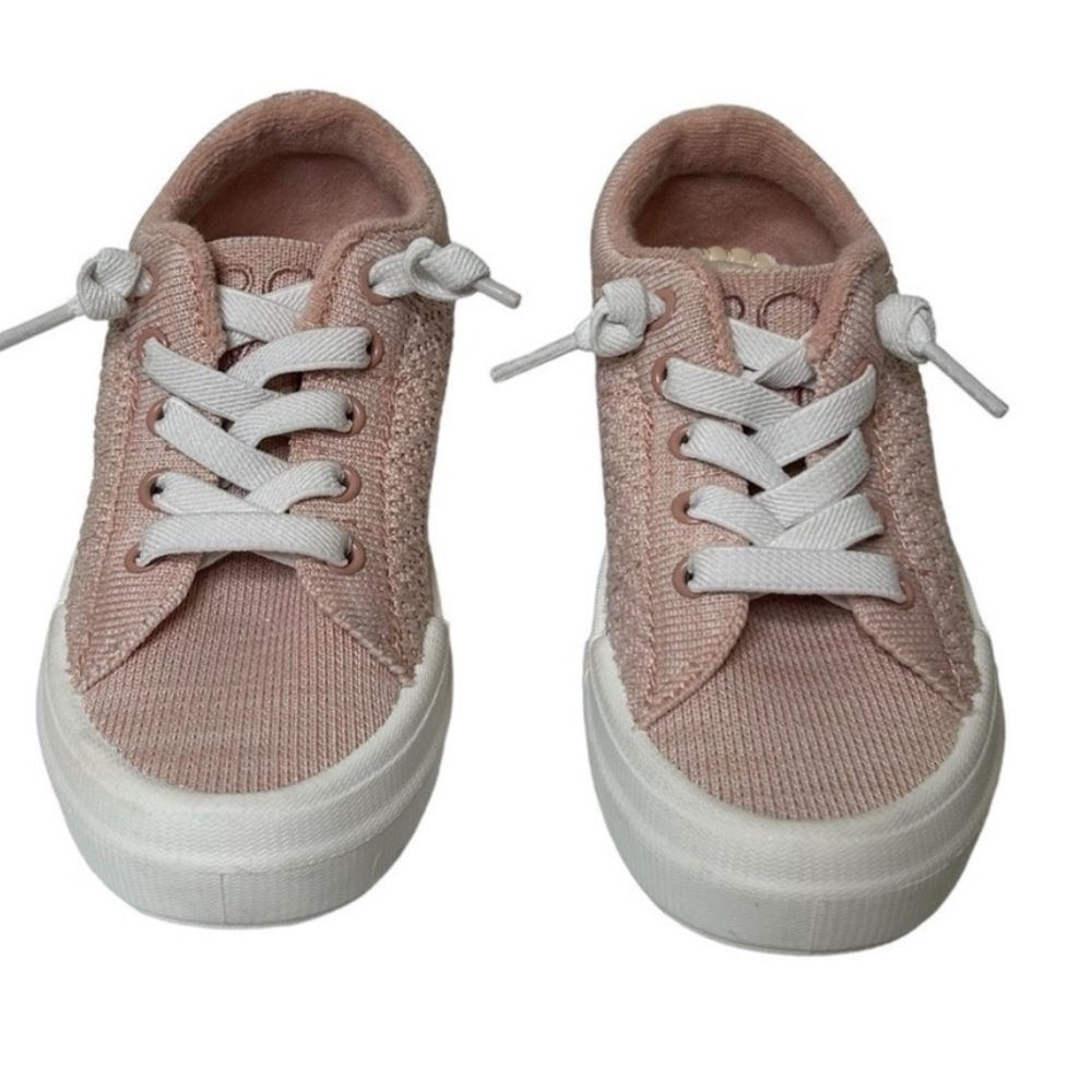 Roxy Rae Knit Low Top Lace Up Sneaker Blush Pink Little Girl Kids Size 13